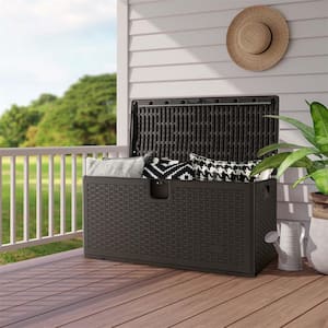 73 Gal. Patio Brown Deck Box Outdoor Waterproof Storage Container for Tools Toys