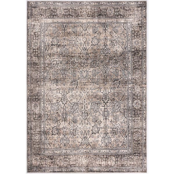 Abani Paloma Brown 5 ft. 3 ft. x 7 ft. 6 in. Oriental Polyester Area Rug