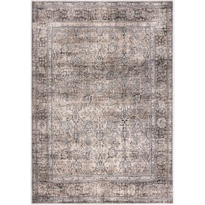 Paloma Brown 6 ft. x 9 ft. Oriental Polyester Area Rug