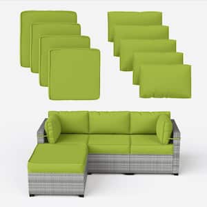 25.6 in. x 25.6 in. x 4 in. (9-Piece) Deep Seating Outdoor Lounge Chair Sectional Cushion Grass Green