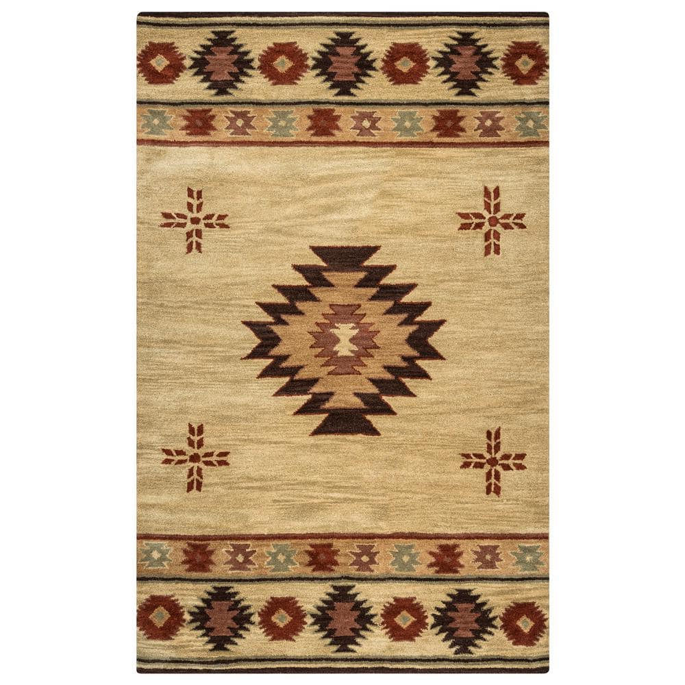 Ryder Tan/Burgundy 5 ft. x 8 ft. Native American/Tribal Area Rug