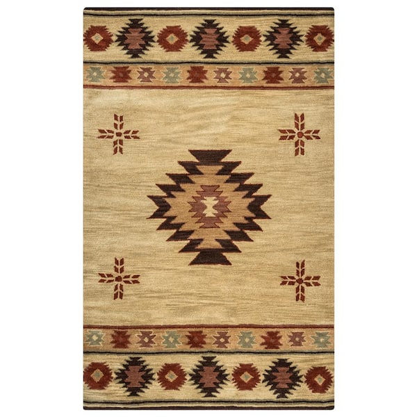 Ryder Tan/Burgundy 5 ft. x 8 ft. Native American/Tribal Area Rug