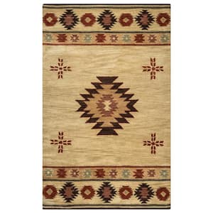 Ryder Tan/Burgundy 6 ft. 6 in. x 9 ft. 6 in. Native American/Tribal Area Rug
