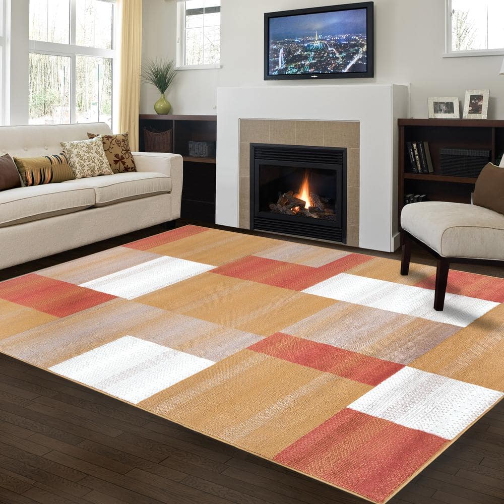 Clifton 5' x 8' Ginger Polypropylene Geometric Area Rug
