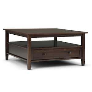 Warm Shaker 36 in. Tobacco Brown Square Wood Top Coffee Table