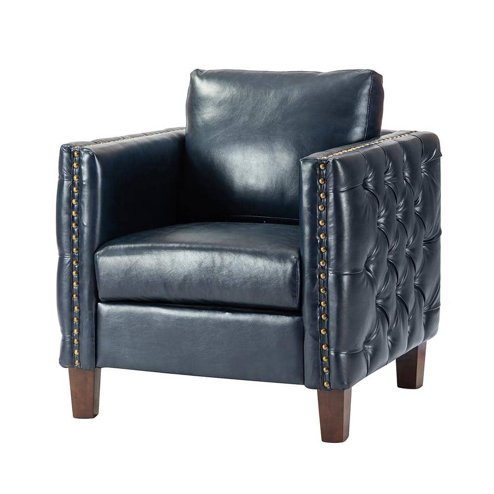 Navy blue leather online accent chair