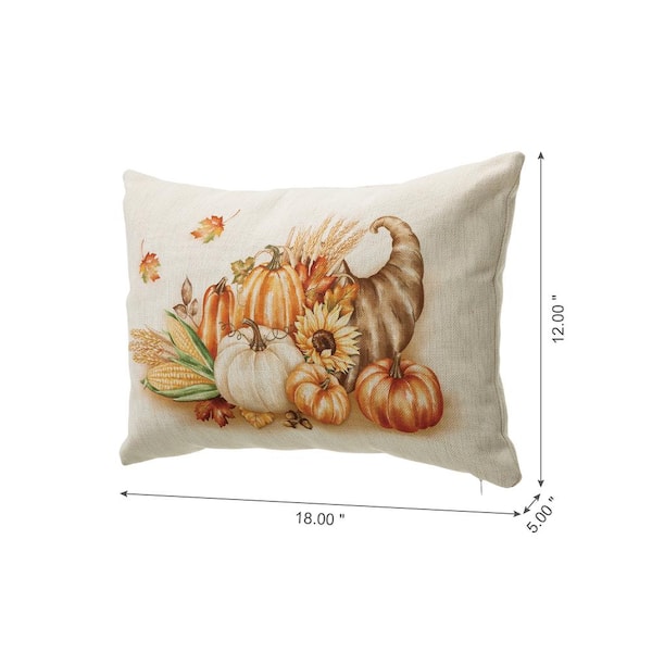 Glitzhome 18 in. L Faux Burlap Happy Halloween Pumpkin Pillow, Beige  2006200023 - The Home Depot