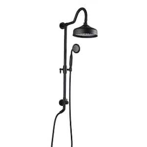 1-Spray 8 in. Dual Shower Head Wall Mounted and Handheld Shower Head 2.5 GPM with Adjustable Slide Bar in Matte Black