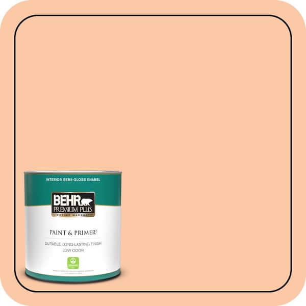 BEHR PREMIUM PLUS 1 qt. #250C-3 Fresco Cream Semi-Gloss Enamel Low Odor Interior Paint & Primer