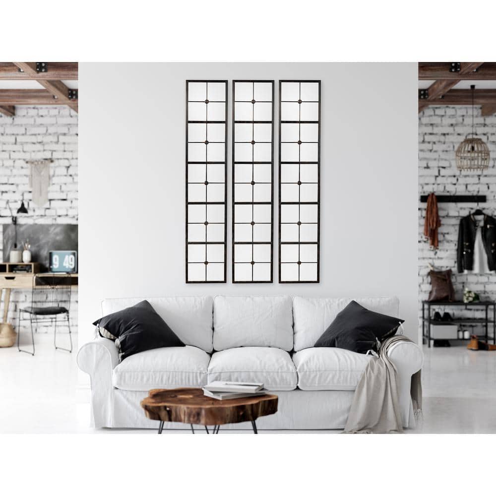 Tall Black Metal Windowpane Full Length Mirror