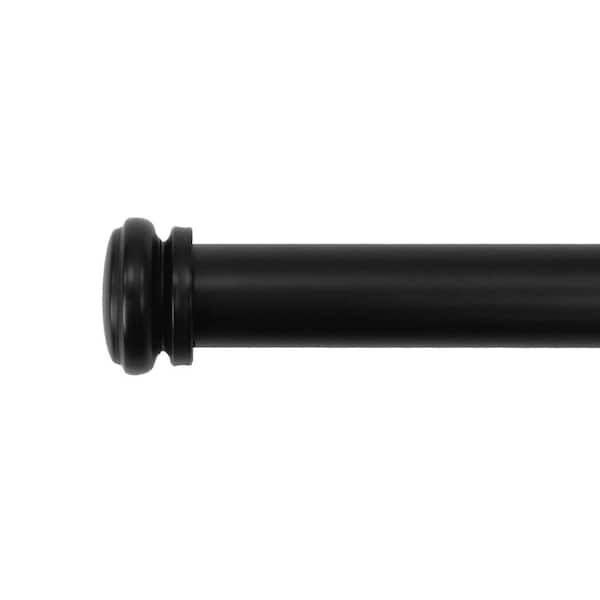 Home Decorators Collection 120 in. - 170 in. Adjustable Single Curtain Rod 1 in. Dia. in Matte Black with End Cap finials