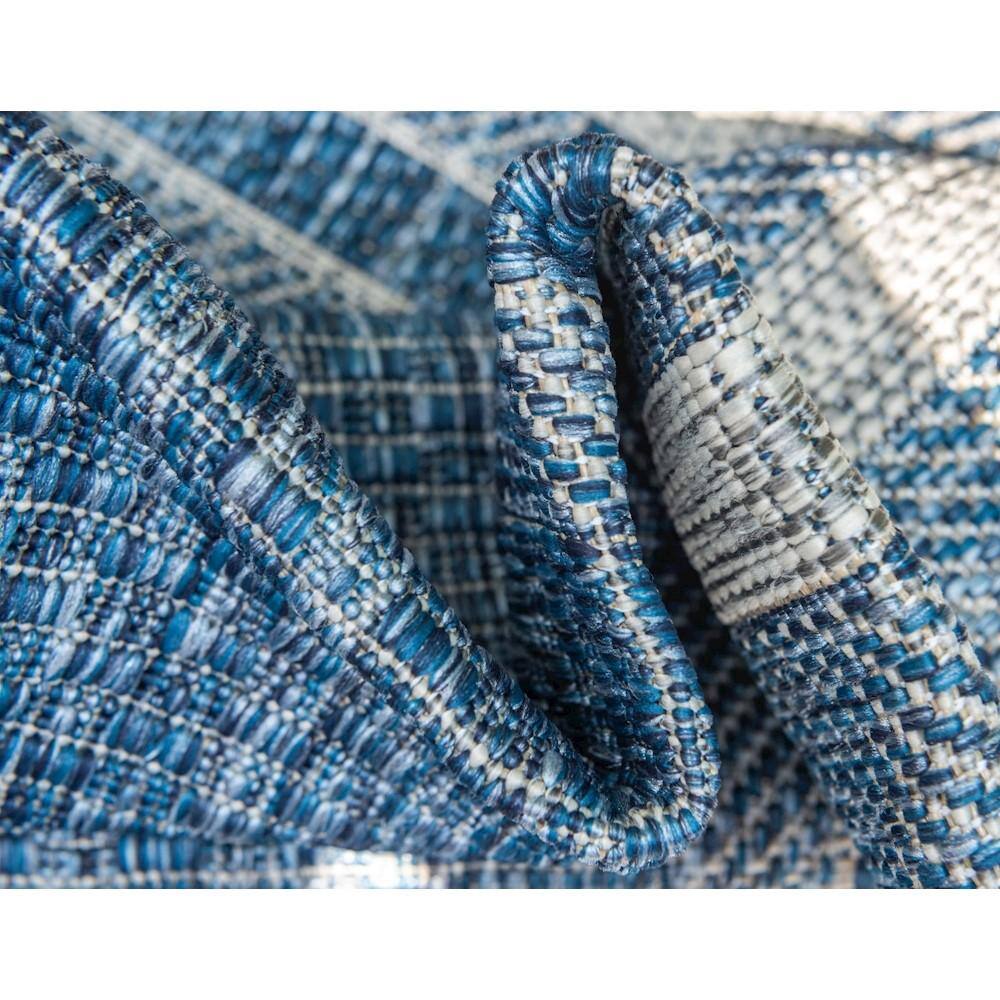 Serene Blue Flatweave 5'3" x 8' Outdoor Rug with Simple Border