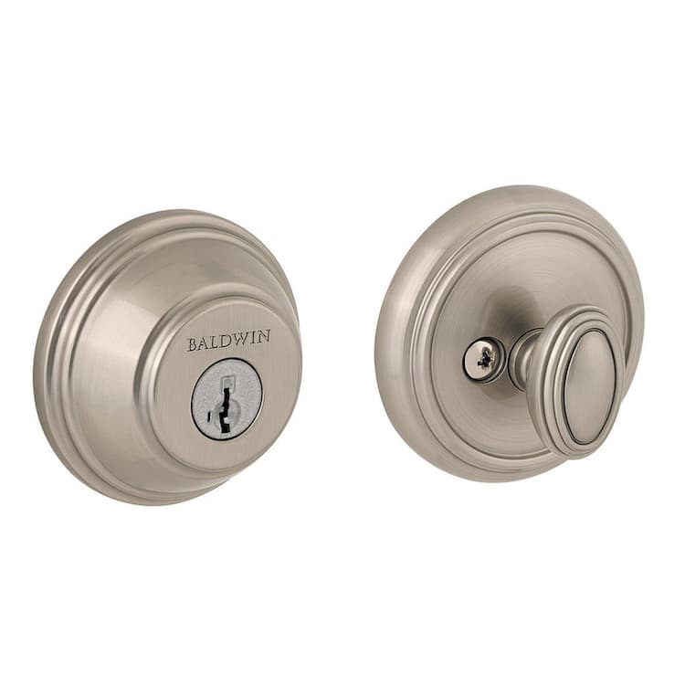 Baldwin Prestige Satin Nickel Single Cylinder Round Deadbolt Featuring SmartKey Security