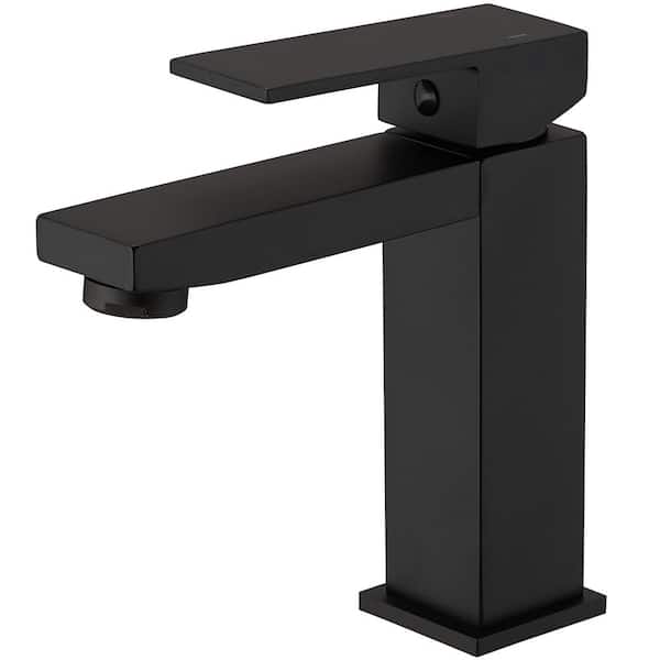 HOMEMYSTIQUE Single Hole Single-Handle Bathroom Faucet in Matte Black