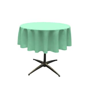 58 in. Round Mint Polyester Poplin Tablecloth