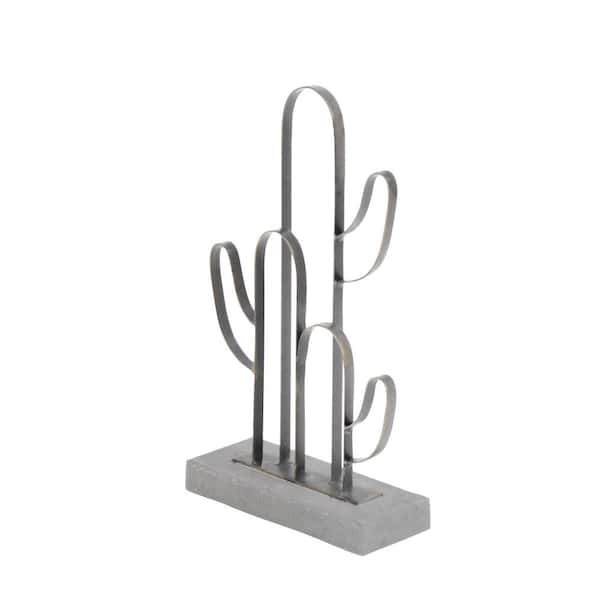  Deco 79 Eclectic Metal Cactus Sculpture, 9 x 4 x 16, Black :  Home & Kitchen