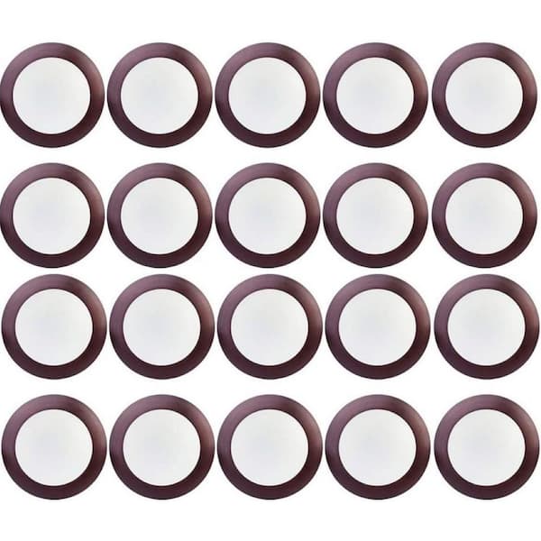 Round Slim Disk 5.5 in. Bronze Integrated LED Flush Mount 3000K Warm White with White Diffuser 20-Pack Case