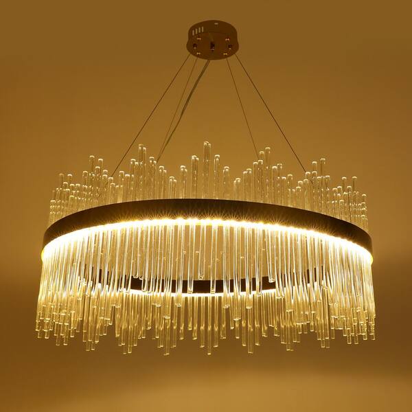 OUKANING 31 in. 36-Watt Integrated LED Gold Contemporary Luxury