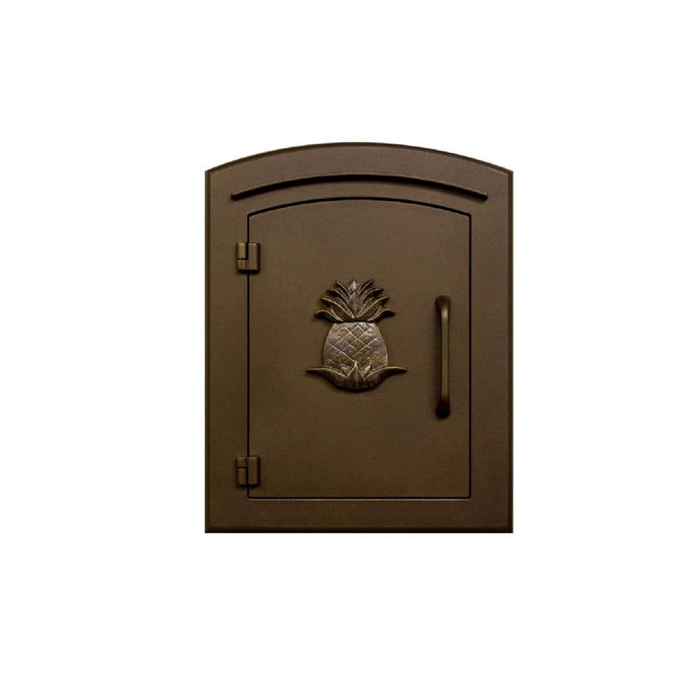 Manchester Bronze Column Mount Non-Locking Mailbox with Decorative Pineappl