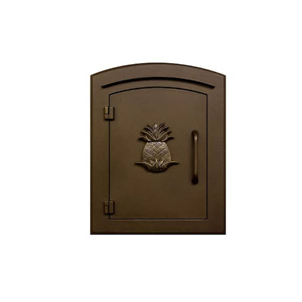 Unbranded Manchester Bronze Column Mount Non-Locking Mailbox with Decorative Pineapple Logo