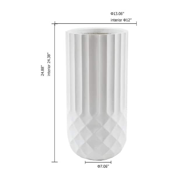 LuxenHome 24.88 in. H Tall White Composite Planter WHPL1149 - The