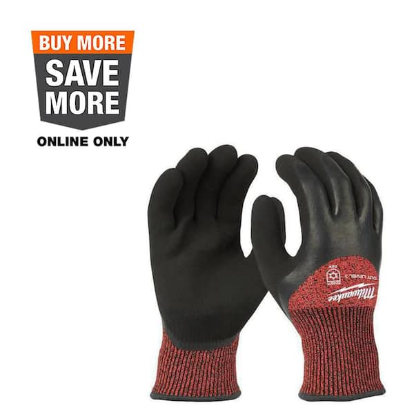 X-Large Red Latex Level 3 Cut Resistant Insulated Winter Dipped Work Gloves