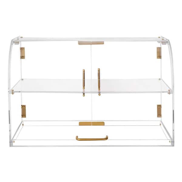 Bakery Display Case, 2-Tier Commercial Countertop Pastry Display Case, Clear Acrylic Bread Box 22 x 14 x 14 in.
