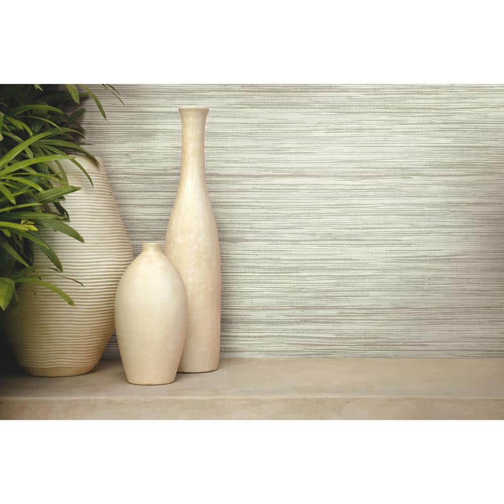 Off-White Grasscloth Peel and Stick Wallpaper