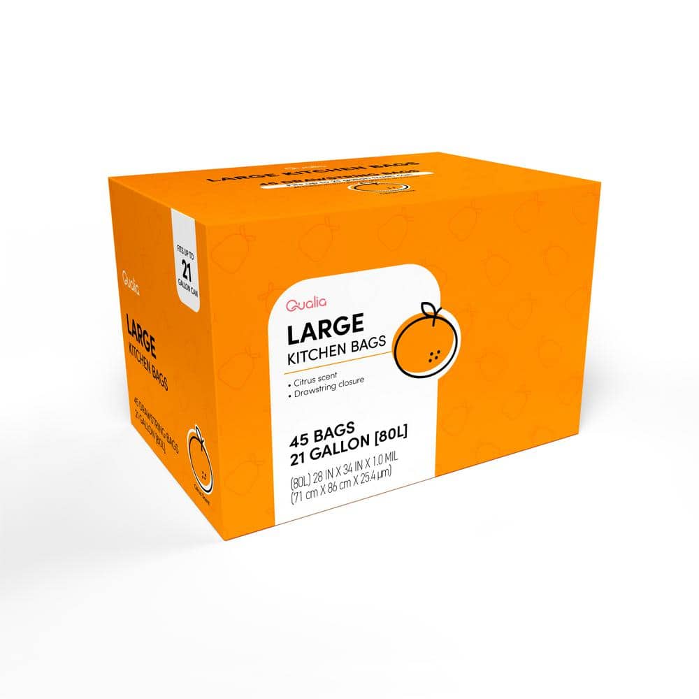 Qualia 21 Gal./80L Unscented Drawstring Closure Trash Bags Liners  HDL10003-90 - The Home Depot