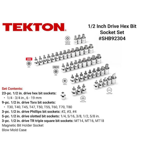 1/2 in. Drive Hex, Torx, TR Triple Square, Phillips, Slotted Bit Socket Set (44-Piece)