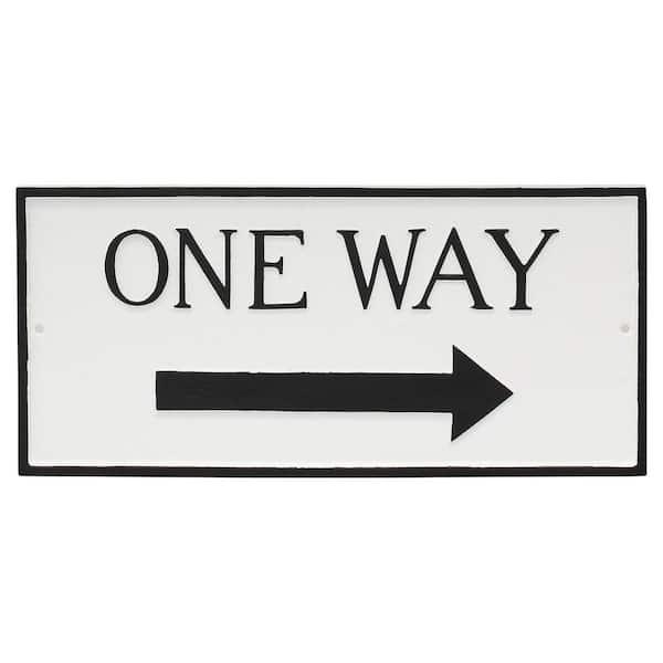 Montague Metal Products 10.25 in. x 21 in. Large Rectangle Right One Way Statement Plaque Sign - White/Black
