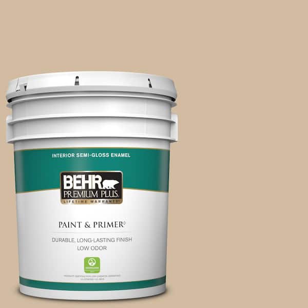 BEHR PREMIUM PLUS 5 gal. #N270-3 Coco Semi-Gloss Enamel Low Odor Interior Paint & Primer