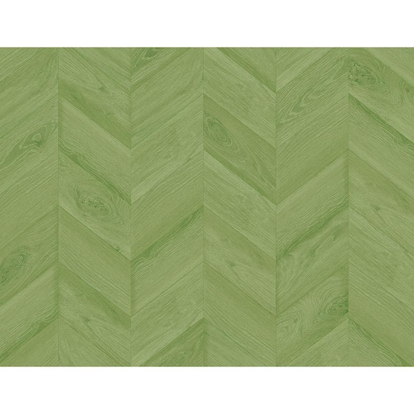 LILLIAN AUGUST 60.75 sq. ft. Coastal Haven Summer Fern Keone Bay Chevron Embossed Vinyl Unpasted Wallpaper Roll