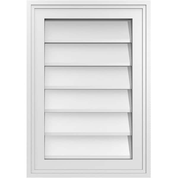 Ekena Millwork 14" x 20" Vertical Surface Mount PVC Gable Vent: Non-Functional with Brickmould Frame