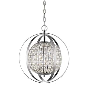 Olivia 1-Light Polished Nickel Indoor Pendant with Crystal