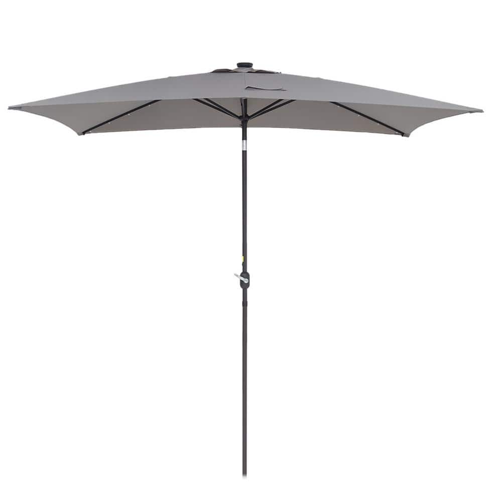 6.5 ft. x 10 ft. Steel Market Patio Umbrellas with Solar Lights and Tilt Bu