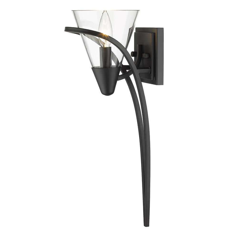 Olympia 1-Light Matte Black Clear Glass Wall Sconce price history on PriceWatchPro