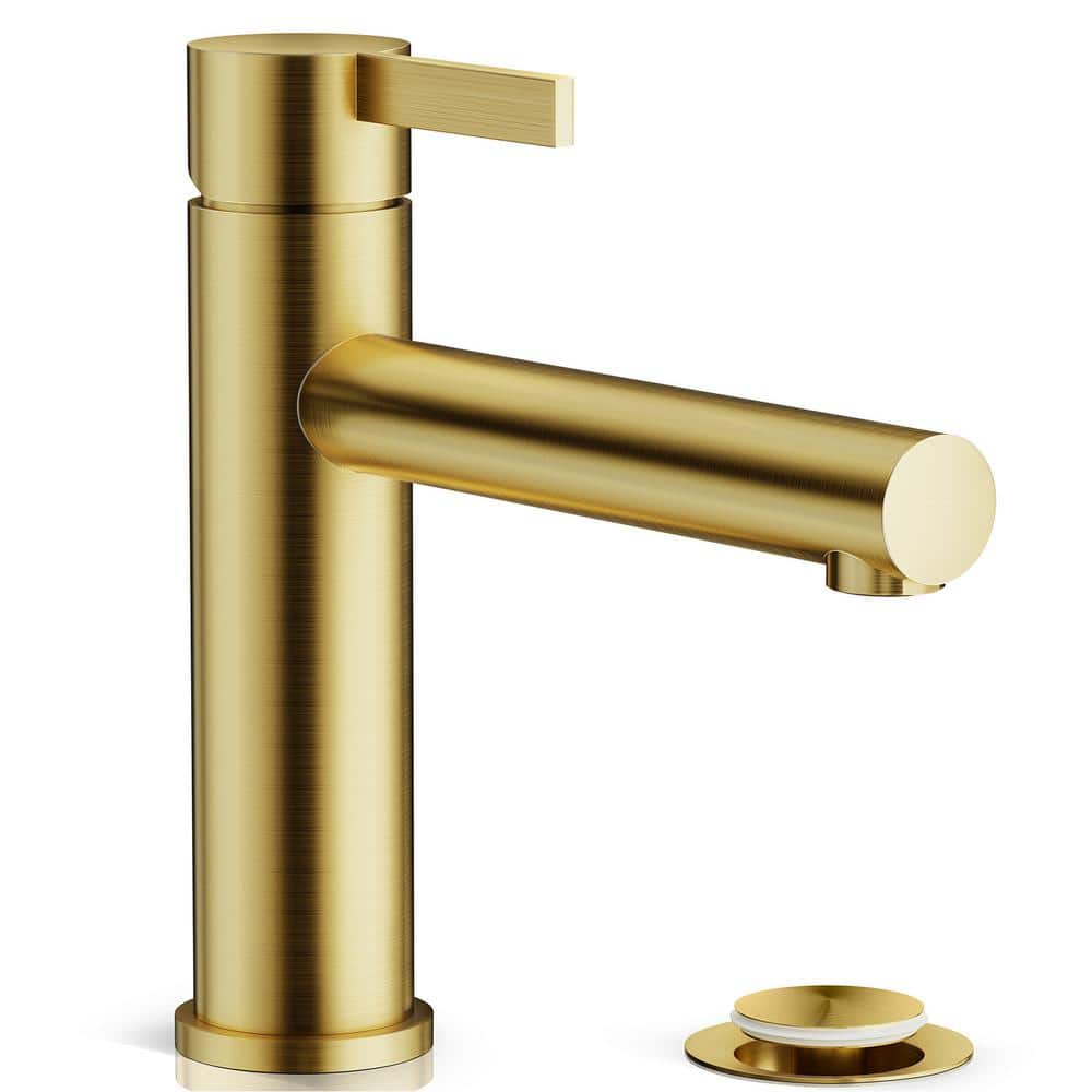 Single Hole Single Handle Bathroom Sink Faucet, Brushed Gold  Modern Bathroom Faucet with Metal Pop-up Drain price history on PriceWatchPro