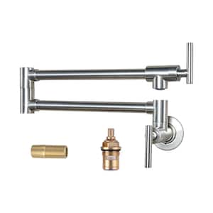 Folding Wall Mounted Pot Filler Faucets in Brushed Nickel