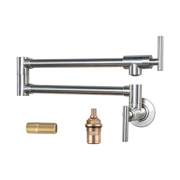 ALEASHA Folding Wall Mounted Pot Filler Faucets in Brushed Nickel