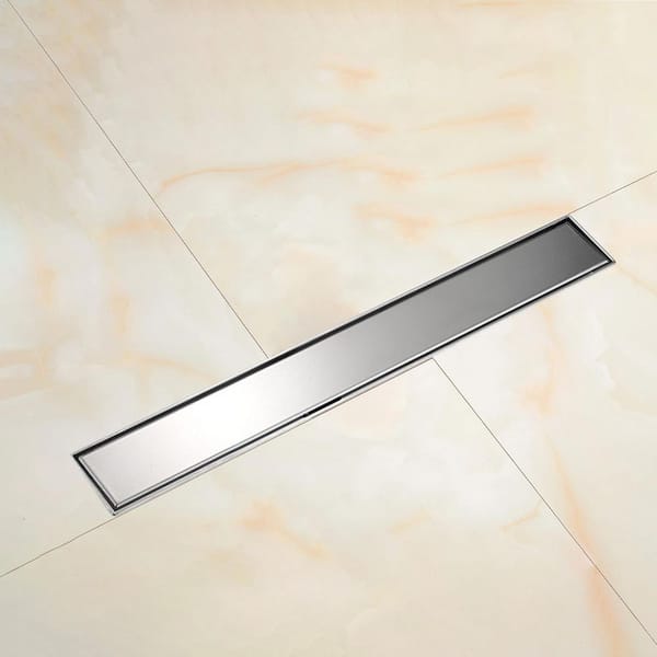 30 in. Linear Shower Drain with Leveling Feet in Brushed Nickel