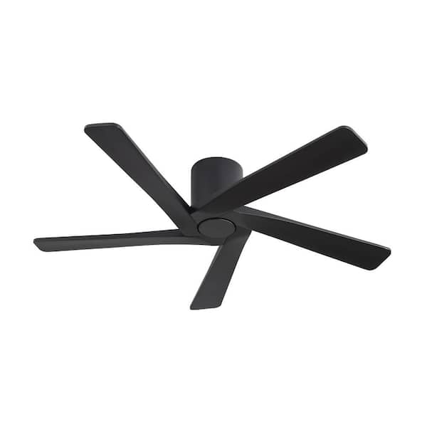 54 in. (4.5 ft. ) Indoor Flush Mount Ceiling Fan, 5 Solid Wood Blades Ceiling Fan with Remote, Black