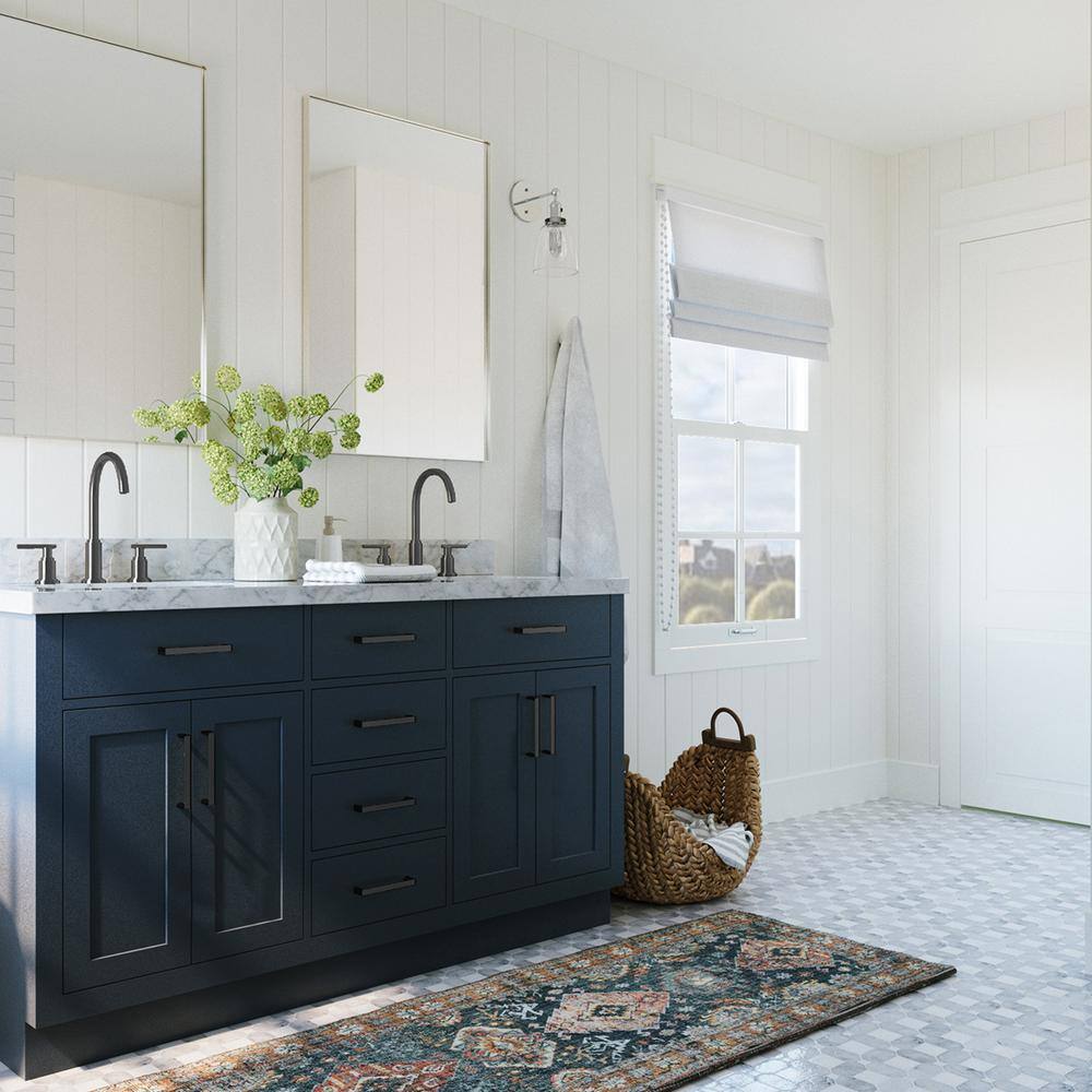 ARIEL Hepburn 61 in. W x 22 in. D x 36 in. H Bath Vanity in Midnight ...