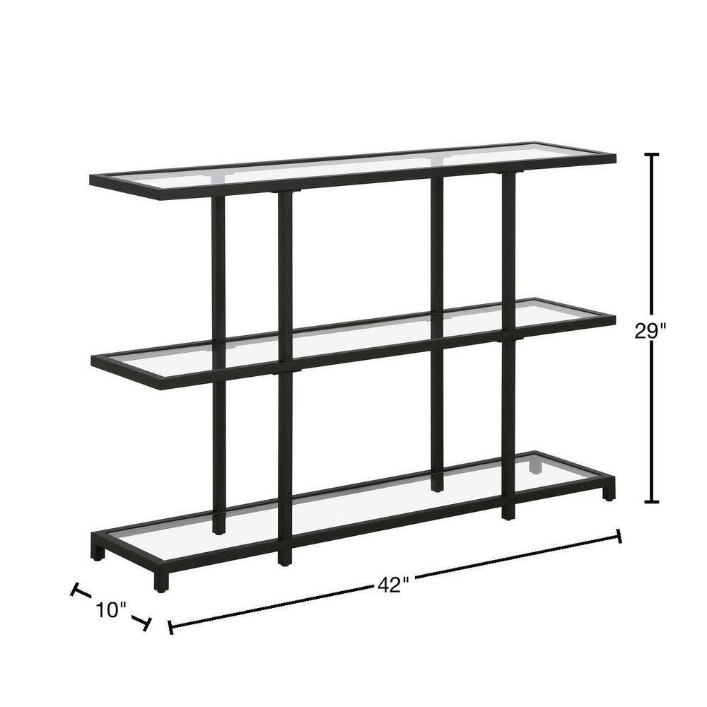 Greenwich 42'' Blackened Bronze Console Table with Tempered Glass Shelves
