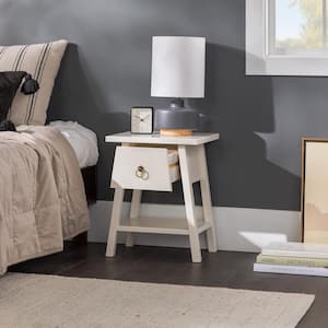 1-Drawer Ivory White Solid Wood Modern Nightstand (20.38 in. H x 16.63 in. W x 13.88 in. D)