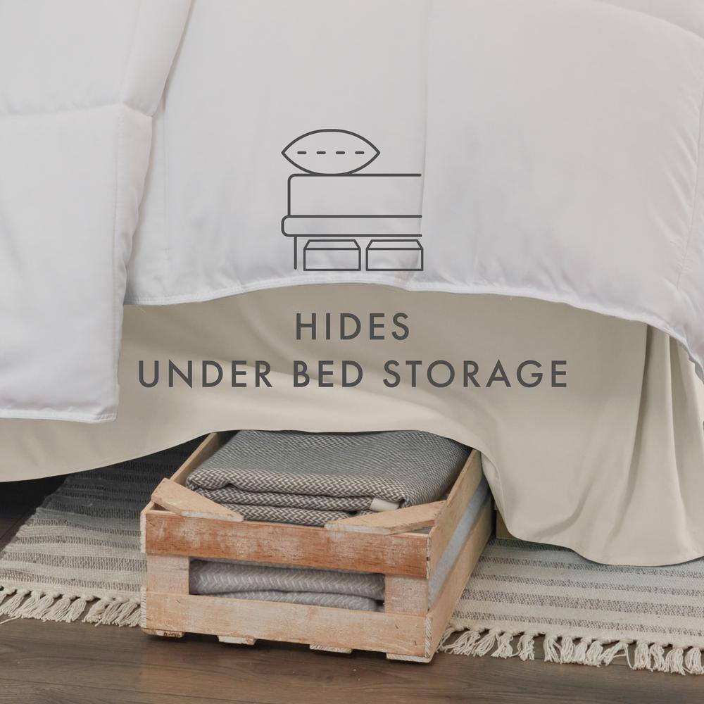 Off-White Queen Cotton Polyester Pleated Bed Skirt