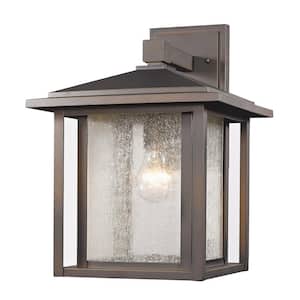 Aspen Oil Rubbed Bronze Outdoor Hardwired Lantern Wall Sconce with No Bulbs Included