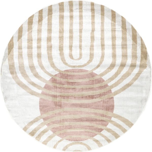 nuLOOM Shandra Abstract Sky Blush 6 ft. Round Modern Area Rug
