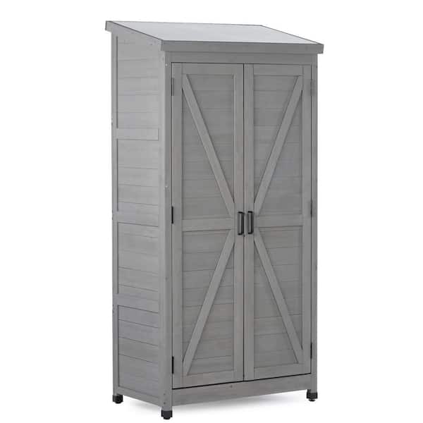 1.6 ft. W x 2.7 ft. D Wood Shed Outdoor Storage Cabinet and Metal Top for Yard and Patio  (4.1 sq. ft.)