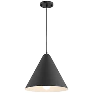 Ford 10 -Watt 1-Light Matte Black Cone Pendant Light with Steel Shade and LED Bulb Included